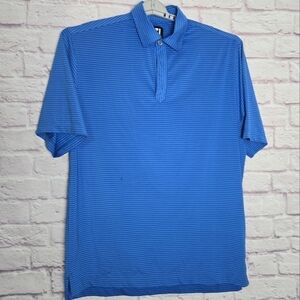 FootJoy Blue Polo Golf Performance Striped Shirt Large